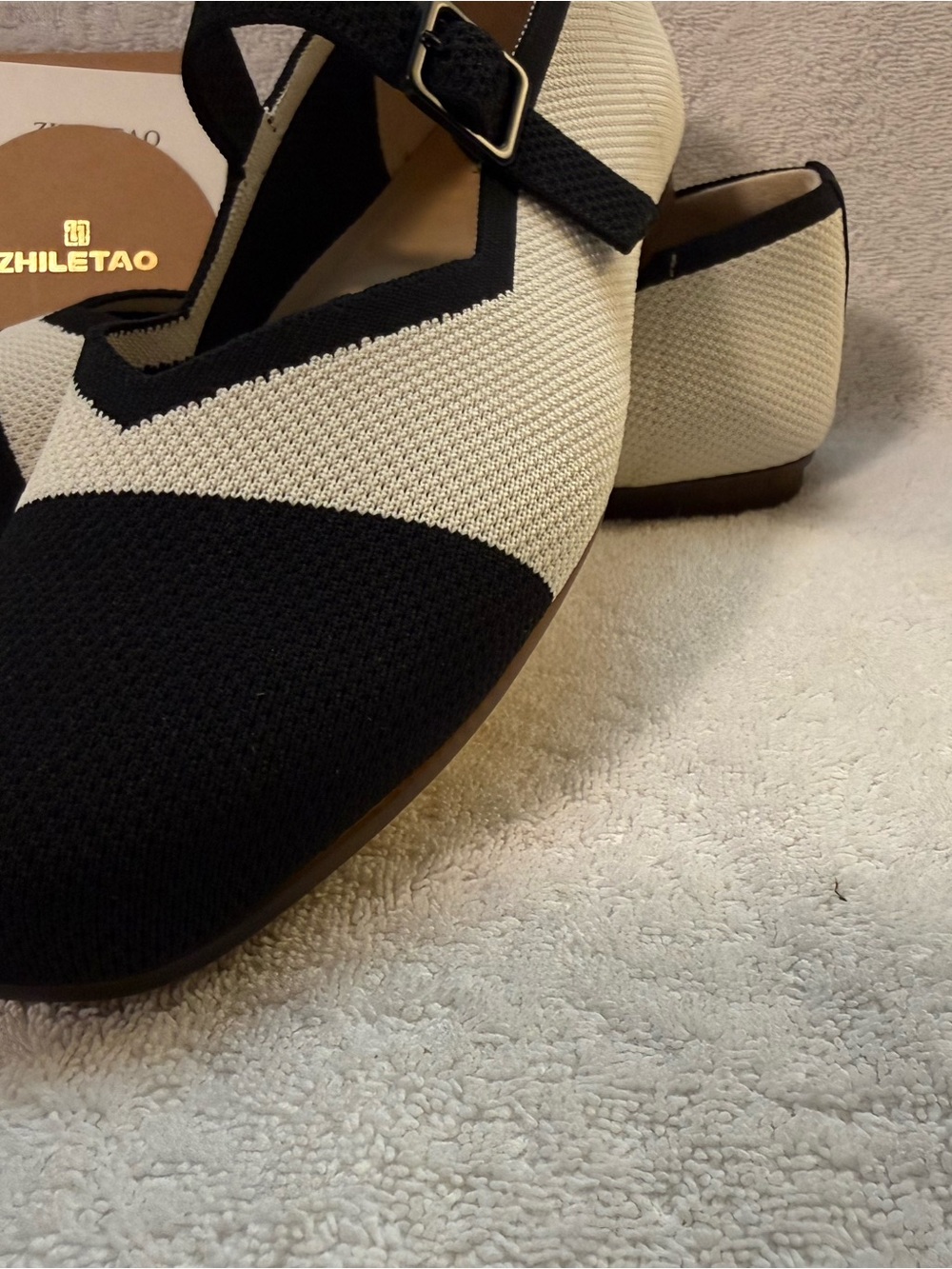 Black and Cream Mary Jane Knit Flats bundle shoes for deeper discount - Picture 3 of 15